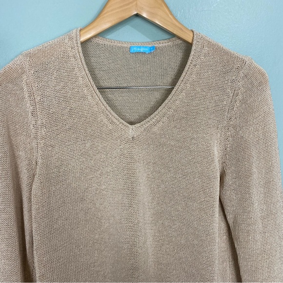 J McLaughlin Callum Sweater Knit V Neck Beige Sz Medium - Picture 3 of 6